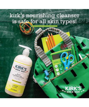 Kirk's 3-in-1 Castile Liquid Soap | Coconut Oil, Aloe Vera | Juniper & Lime Scent | 32 oz Pump Bottle | Shampoo, Face & Body Wash for All - Buy Online on GoSupps.com