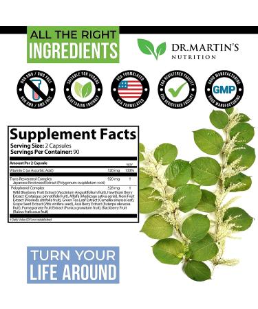 Extra Strength Resveratrol 1568mg - 180 Capsules | Antioxidant Supplement for Anti-Aging & Heart Health | Natural Trans-Resveratrol Pills for Immune System & Brain Function | 3 Months Supply - Buy Online on GoSupps.com