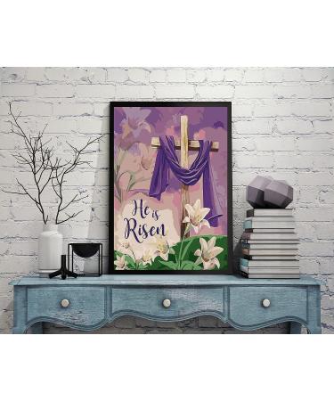 Cross Flowers Paint by Number for Adults - DIY Oil Painting Kit - Easter Theme - 16x20 Inch - Buy Online on GoSupps.com