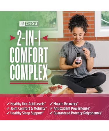 Zhou Nutrition Tart Cherry Extract & Celery Seed - 60 Vegan Capsules for Joint & Sleep Support - Buy Online on GoSupps.com