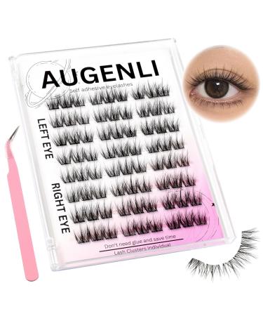 Self-adhesive Natural Lash Clusters Extensions with Tweezers Kits Anime Eyelash Extensions D Curl Wispy Manga Eyelash Clusters Eyelash Extensions Manhua Individual Lashes (H103 8-12mm) H103 8-12mm