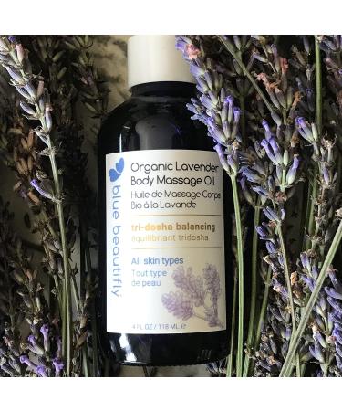 Blue Beautifly Organic Lavender Body Massage Oil | USDA Certified | Super Moisturizing for Body Hair & Nails | Ayurvedic Herbal Blend | 4 fl oz - Buy Online on GoSupps.com