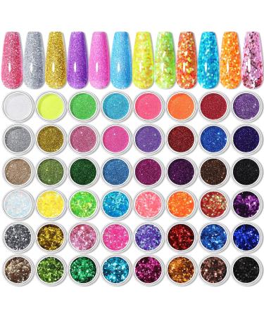 NICOLE DIARY 48 Colors Chunky Glitter and Sequins Set for Nail Art Crafts & Festival, Cosmetic Glitter for Face, Body, Eye Makeup 48 Color Fine Glitter & Sequins Set - Buy Online on GoSupps.com