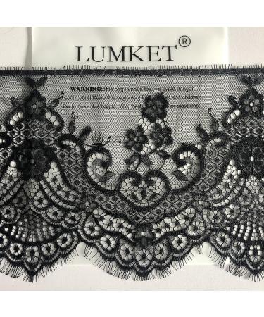Lace Realm Replaceable LUMKET Black Eyelash Lace Fabric 7x120 - Floral Lace Trim for Sewing & Crafts (640 Black) - Buy Online on GoSupps.com