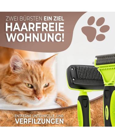 Prettypaw Professional Cat Brush Set - Optimal Care for Short & Long Hair | 100% Hygiene & Comfort with Rounded Massage Bristles - Buy Online on GoSupps.com
