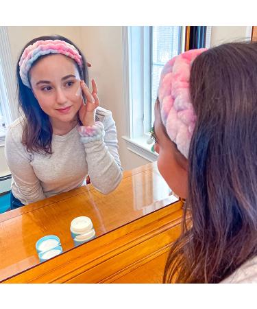 FROG SAC Teen Girls Spa Headband and Matching Wristbands - Soft Fuzzy Skincare Accessories for Face Washing, Makeup, Shower, and Sleepover Parties (Tie Dye) - Buy Online on GoSupps.com
