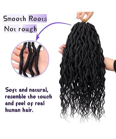Faux Locs Crochet Hair 12 Inch 6 Packs - Boho Goddess Locs with Wavy Ends - Synthetic Crochet Braids for Women (1B) - Buy Online on GoSupps.com