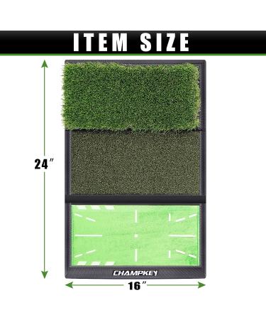 CHAMPKEY TRI-Turf Golf Hitting Mat Come with 3 Impact Surfaces - Nylon Turf Fairway Golf Mat - Traces Swing Path and Improve Swing Accuracy - Buy Online on GoSupps.com