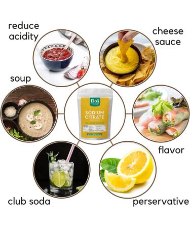 Sodium Citrate (1lb) by Elo s Premium |100% All-Natural Food Grade Emulsifier and Preservative| Packaged In Canada| Used As Emulsifier Flavor Additive and Preservative| Non-GMO Kosher and Halal Friendly Gluten Free| Make Cheese Sauces Club Soda Gravy and  - Buy Online on GoSupps.com