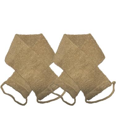 2 PACK Large Natural Exfoliating Hemp Back Scrubber for Shower for Men and Women - Deep Clean & Invigorate Your Skin - Machine Wash and Dry - Double Sided Available