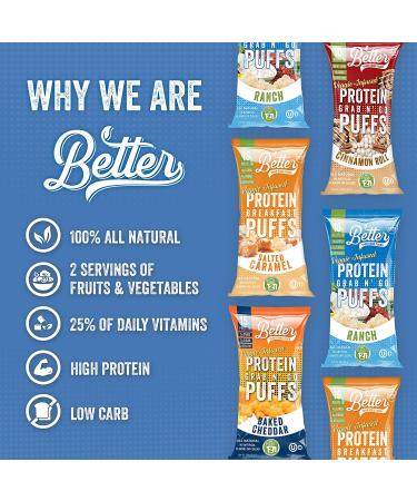 ETTER THAN GOOD Keto Protein Puffs - 16g Protein  Paleo Snacks with Fruits & Veggies - 4 Pack - Buy Online on GoSupps.com