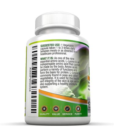 BRI Nutrition L-Lysine 500mg Veggie Capsules - 180 Servings Per Bottle - Buy Online on GoSupps.com