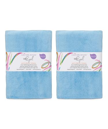 New (2 Pack) Curly Girl Curly Hair Plopping Towel Large Microfiber 22 x 39 Super Absorbent (Sky Blue)