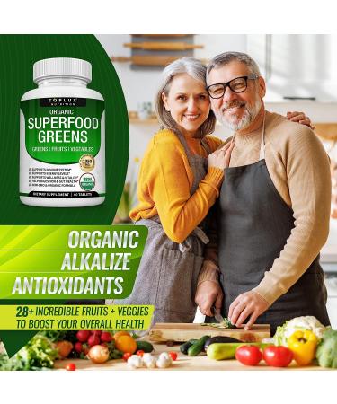 Organic Super Greens Capsules - 28 Powerful Ingredients with Alfalfa, Beet Root, Tart Cherry & Ginger - Immune & Energy Support for Men and Women - 60 Tablets - Buy Online on GoSupps.com