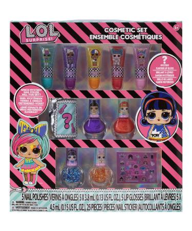 L.O.L. Surprise! Townley Girl 11 Pcs Sparkly Cosmetic Makeup Set for Kids Includes 5 Lip Gloss, 5 Nail Polish & Nail Stickers for Girls Tweens, Ages 5+ Perfect for Parties, Sleepovers and Makeovers - Buy Online on GoSupps.com