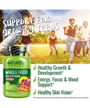 Naturelo Whole Food Multivitamin for Teen Boys & Girls - 60 Capsules | Best Nutritional Support - Buy Online on GoSupps.com