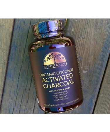 Schizandu Organics Activated Coconut Charcoal Capsules - 100% Pure Detox - Non GMO | 210 Pills - Detoxification, Teeth Whitening, Digestive Health, Hangover Prevention - Buy Online on GoSupps.com