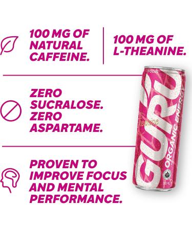 GURU Organic Energy Drink | Variety Pack 355ml | Feel Great and Stay Focused Longer with Plant-Based Energy Natural & Organic Ingredients Low Calories and Great Taste | (Pack of 24)  - Buy Online on GoSupps.com