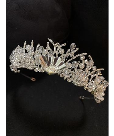 Bride Silver Shell Crystal Crown - Wedding Tiara Headpiece for Sunshinesmile Bride | Elegant Wedding Hair Jewelry & Accessories - Buy Online on GoSupps.com
