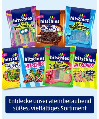 Hitschies Sour Mix - Fruity & Crunchy Chewing Candy - Gluten-Free & Halal - Strawberry Apple Apricot & Lemon - 16 x 140g | International Shipping Available - Buy Online on GoSupps.com