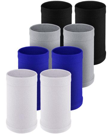 Newcotte 4 Pairs Wrist Sleeve Compression Wrist Sleeve Wrist Support Brace for Men and Women Breathable Thin Wrist Bands for Sports Improve Circulation Relieve Pain (Black  White  Gray  Blue  Medium) Medium Black  White ...