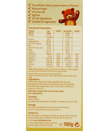 Heinz Farley's Original Reduced Sugar Rusks 4-6 Months and Above 150g (Pack of 6) - Buy Online on GoSupps.com
