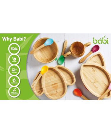Babi Baby Toddler Large Bowl & Spoon Set | Natural Bamboo with Silicone Suction Ring (Orange) - Buy Online on GoSupps.com