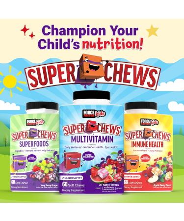 FORCE FACTOR Kids Immune Health Super Chews Kids Immune Support Supplement with Vitamin D for Kids Elderberry Vitamin C & Zinc 2-Month Supply Non-GMO Apple Berry Flavor 60 Soft Chews Immunity - Buy Online on GoSupps.com