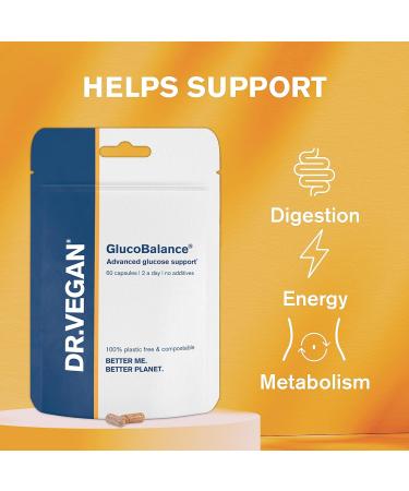 Dr. Vegan GlucoBalance | Plant-Based Blood Sugar Control Supplement | 60 Capsules | Chromium, Apple Cider Vinegar, Cinnamon | Metabolism Support - Buy Online on GoSupps.com