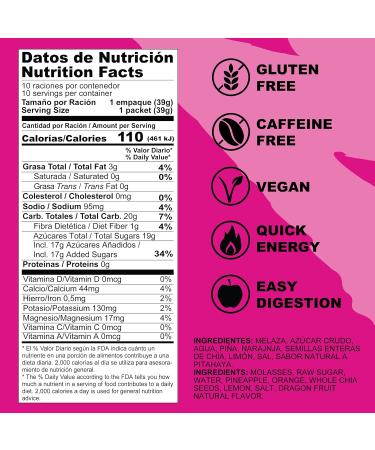 MOUK Energy Workout Gel - All Natural Dragon Fruit Flavor Vegan & Gluten Free 10 Pack | Easy Digestion Essential Electrolytes Chia Seeds - Buy Online on GoSupps.com