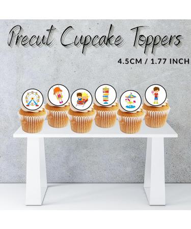 24 Fun Fair Carnival Theme Edible Cupcake Toppers - Stand Up Disc Wafer Cake Decorations - Buy Online on GoSupps.com