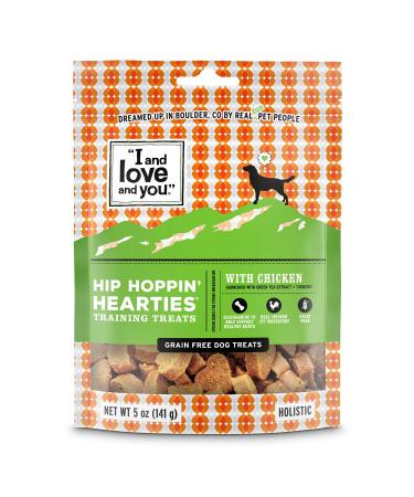 "I and love and you" Hearties Hip and Brain Support Dog Treats, with DHA + Omega 3 & 6 for Healthy Skin, Brain, and Hip Support, 5 oz Hip Hoppin' Hearties (Hip Support) 5 Ounce (Pack of 1)