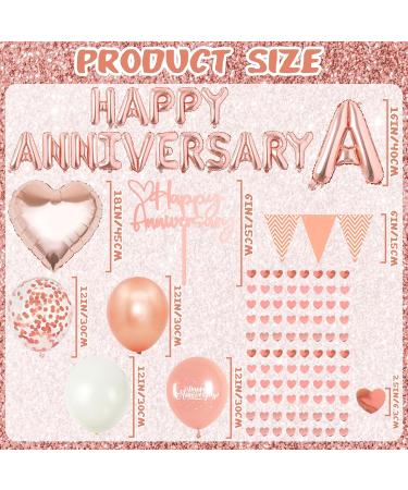 Happy Anniversary Banner Decorations - Happy Anniversary Decorations Set Includes Rose Gold Anniversary Cake Topper Letters Love Foil Balloons for Wedding Anniversary Party Decorations Rose Gold Anniversary Day Decorations - Buy Online on GoSupps.com