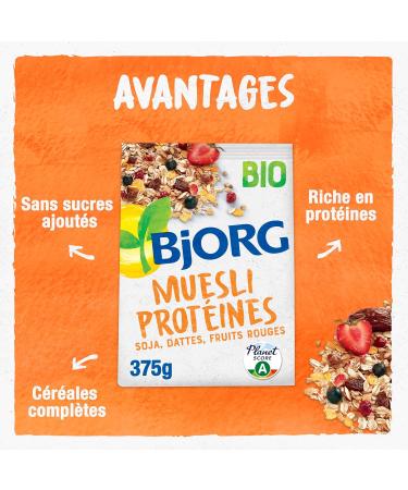 BJORG - Protein Muesli - Soy Dates Organic Red Fruits - No Added Sugars - 375 g - Buy Online on GoSupps.com
