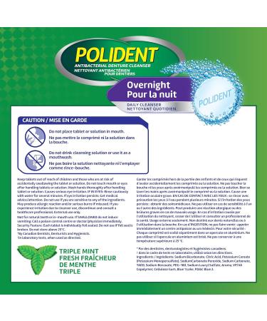 Polident Overnight Daily Denture Cleanser 4 in 1 Cleaning System Stain and Plaque Remover Triple Mint Fresh 96 Tablets (Packaging May Vary) - Buy Online on GoSupps.com