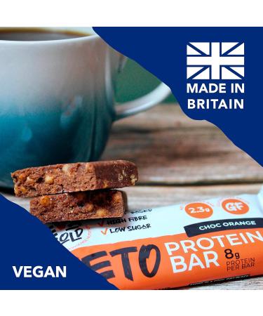 Eva Bold Chocolate Orange Keto Protein Bars 12 x 40g - Only 2.3g Net Carbs - Healthy Snacks for Low Carb, Gluten Free, Vegan, Dairy Free, & Diabetic Diets - Buy Online on GoSupps.com