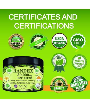 RANDEX 30000MG Organic Hemp Cream for Sore Muscles & Joints - Extra Strength Relief - Buy Online on GoSupps.com
