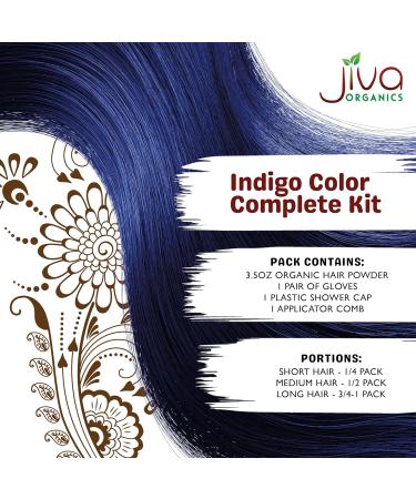 Jiva Organic Indigo Powder for Hair Color - 100% Pure Vegan & Kosher - Chemical-Free Herbal Hair Dye (3.5 Oz - Buy Online on GoSupps.com