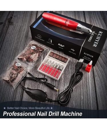 KUIIYER Electric Nail Drill Machine 30000RPM Professional Kit | 65Pcs Portable All-Metal Chuck Lock Set for Acrylic Nails DIY Manicure Pedicure - Buy Online on GoSupps.com