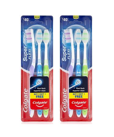Colgate Super Flexi Toothbrush with Tongue Cleaner - Medium Pack of 6 | International Shipping Available - Buy Online on GoSupps.com