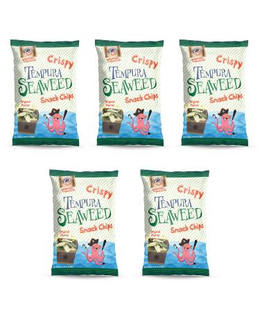 Swashbuckle Snacks Crispy Tempura Seaweed Snack Chips Original Flavor 0.95oz (27g) - 5 pack, Made in Japan, Otsumami Salty 0.95 Ounce (Pack of 5)