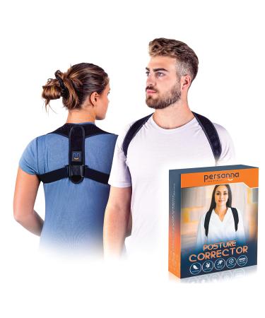 Persanna Posture Corrector Back Brace For Women And Men- Excellent Upper Back Support  Shoulder & Neck Pain Relief- Adjustable Back Straightener For Scoliosis & Kyphosis- Thoracic Spine Trainer