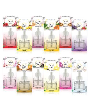 Fresh line refill bottle 19ml - air freshener - compatible with Air -Wick - refill for fragrance plugs - 12 fragrances to choose from fragrance dispenser replacement - Refill for fragrance diffuser - White vanilla 12 Pack white vanilla 19 ml (12 Pack)