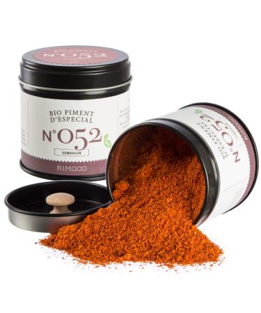 Rimoco N 052 Bio Piment D ESPECIAL - The original chili powder from the Basque Country |Fruity spicy & mildly piquant |Organic extension (DE- KO-007) |70g in an elegant spice jar with aromadeckel