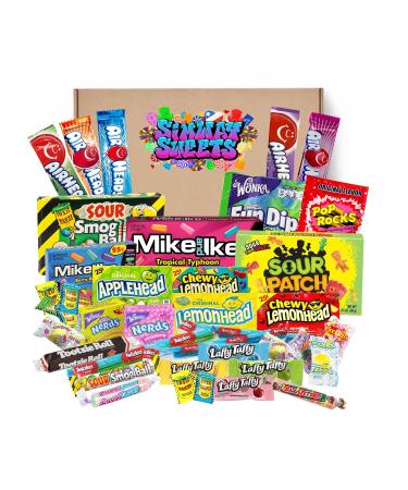 Simway Trade American Sweet Box USA Candy Gift Hamper Treats - Includes 3 Theatre Boxes & 33 Sweets