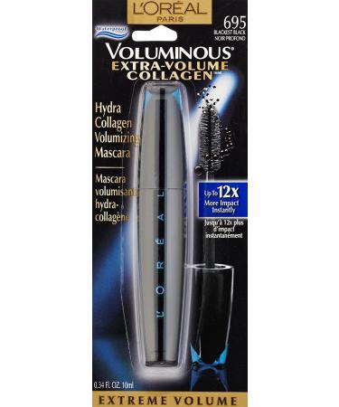 L'Oreal Paris Voluminous Extra-Volume Collagen Waterproof Mascara - Blackest Black 0.34oz (Pack of 1) - Buy Online on GoSupps.com
