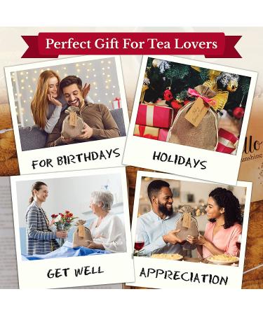 Bellina Tea Gift Basket for Women and Men - Herbal Tea Variety Pack with Premium Teas, Honey Straws, Mug & Gift Tag in Natural Bag - Buy Online on GoSupps.com