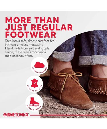 Minnetonka Men's Classic Fringe Moccasin Boot 12 Softsole in Brown - Buy Online on GoSupps.com