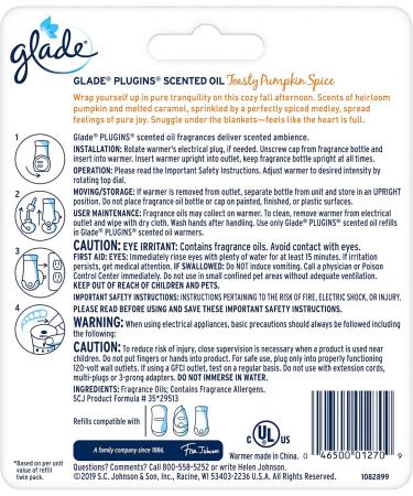 Glade PlugIns Refills Air Freshener Starter Kit - Toasty Pumpkin Spice | Scented Essential Oils for Home & Bathroom | International Shipping Available - Buy Online on GoSupps.com