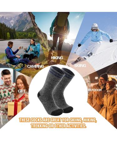 Welwoos 3 Pairs ThermoSocks for Men | Warm Thick Winter Ski Socks | Breathable Outdoor Socks 36-42 | Blue Gray Stripes - Buy Online on GoSupps.com